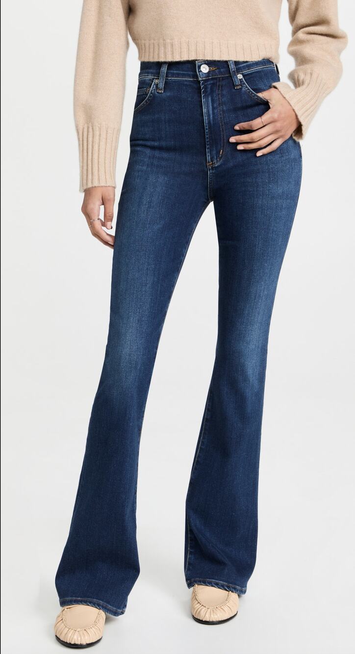 Citizens of Humanity Lilah High Rise Flare Jeans Dark Wash Blue 24